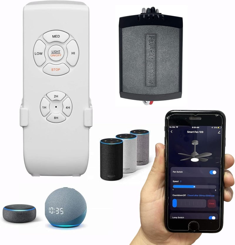 Humpptom Universal Smart WiFi Ceiling Fan Remote Control Kit, Compatible with Alexa, Google Assistant and Smart Life App, No Hub Required Small Size WiFi KIT - Image 1